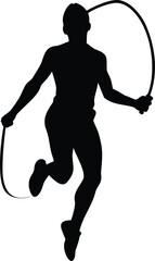 Jumping Rope Silhouette Vector Transparent Background