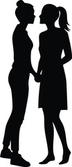 LGBTQ Couple Silhouette Vector Transparent Background