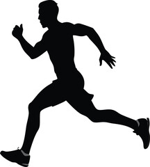 Running Athlete Silhouette Vector Transparent Background