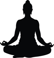Zen Meditation Silhouette Vector Illustration Transparent Background
