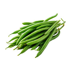 Fresh green beans on a white isolated background.