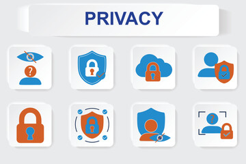 Cyber Security and Digital Privacy Icons Illustrating Data Protection Concepts