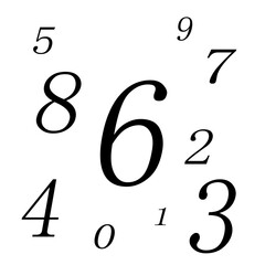 The numbers in the center are six