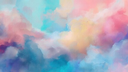 Fototapeta premium A beautiful abstract illustration showcasing soft clouds in shades of pink, blue, and lavender against a light pastel background. Perfectly creative and serene.