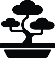 Bonsai Tree Silhouette Vector Transparent Background