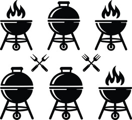 
BBQ Grill Icon Set Vector
