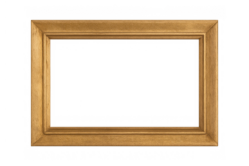 Empty wooden picture frame creating a border for adding custom content, isolated with a transparent background