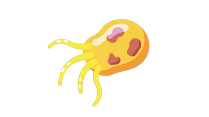 Cartoon Jellyfish Floating on White Background