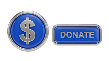 Donate Button and Dollar Sign Icon on White Background