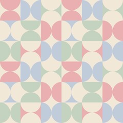 Pastel Geometric Retro Circle Seamless Pattern 
