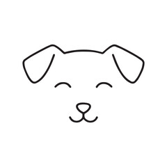 A minimalist black line art illustration of a happy puppy face
