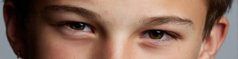Obraz premium Close-up of young caucasian male's eyes with brown irises