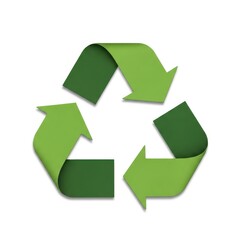 Obraz premium 3D rendering of the universal recycling symbol in two shades of green.