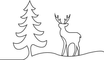 Outline of a reindeer and a christmas tree