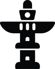 Totem Pole Silhouette Vector Transparent Background