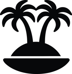 Tropical Island Silhouette Vector Transparent Background