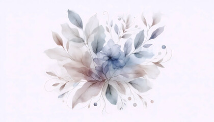 Fototapeta premium An abstract watercolor botanical print in boho style, Ai generated image