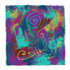 Abstract image for printing. Picture for modern interiors. The picture is painted by hand on a tablet. © neurostructure