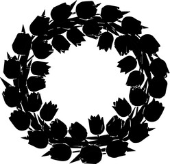 Elegant tulip wreath design for springtime celebrations and floral accents, originally a vector graphic, perfect for greeting cards and invitations