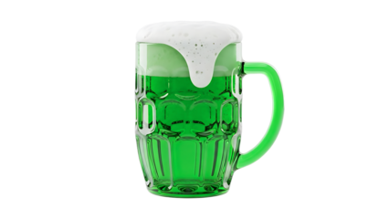Generous Green Beer Overflowing Mug, Isolated for Celebrations
