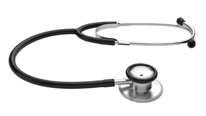 Professional black stethoscope, essential medical tool isolated on transparent background