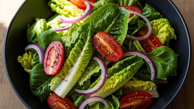 Fresh garden salad with cherry tomatoes and red onion - Powered by Adobe