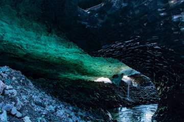 Blue Crystal Ice Cave Interior near Jökulsárlón, Iceland