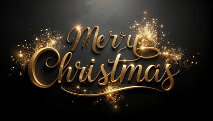 Texto decorativo &ldquo;Merry Christmas&rdquo; en un estilo dorado metalizado brillante, con reflejos realistas y volumen elegante. Tipograf&iacute;a ornamental con curvas suaves y acabado luminoso.