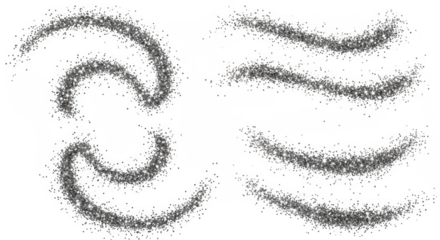 Shimmering silver glitter trails and sparkling particles forming intricate swirling patterns, isolated on a pristine transparent background with copy space, festive celebration atmosphere