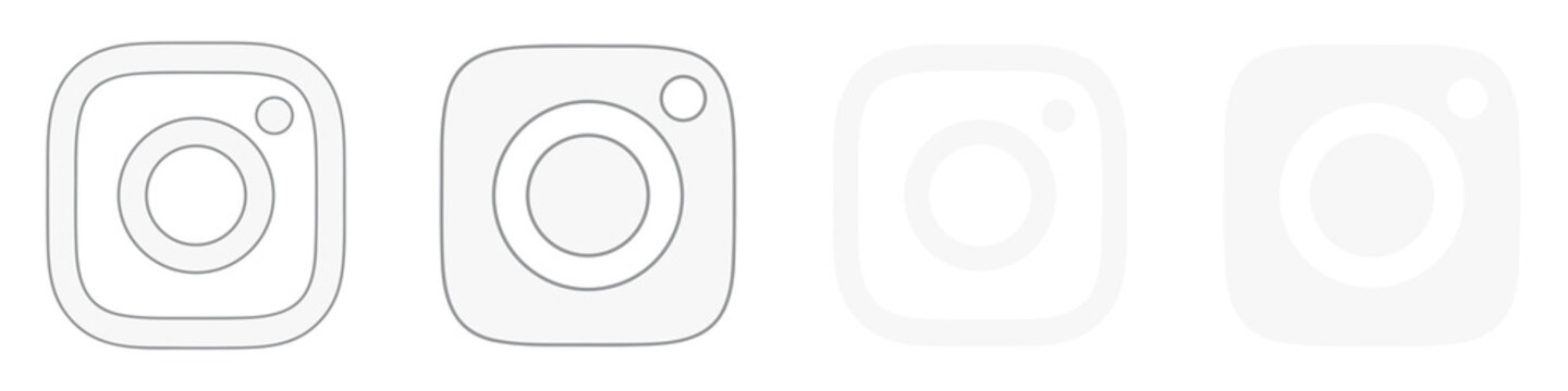 White instagram logo icon symbol outline with modern rounded transparent background for social media web app and design element
