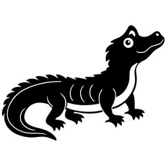 Black Dwarf Crocodile Vector Illustration – Silhouette Wildlife Design