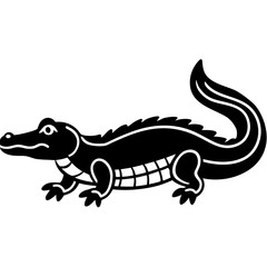 Black Dwarf Crocodile Vector Illustration – Silhouette Wildlife Design
