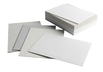 Stack of blank cards isolated on transparent background