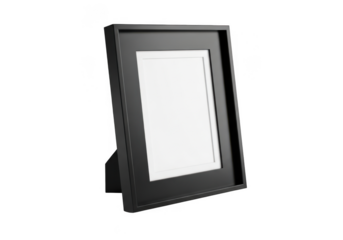A simple black picture frame isolated on transparent background