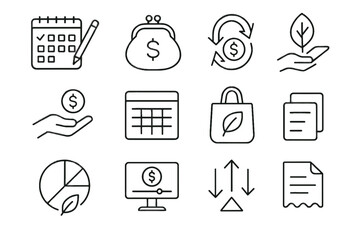 Vector purse finance allocation organizer slow leaf icon spending icons arrows mindful