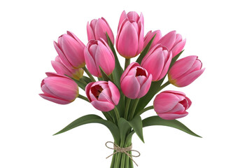 Naklejka premium Pink tulips bouquet isolated on transparent background