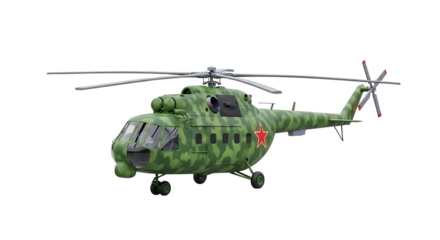 Detailed Russian Mil Mi 8 military transport helicopter green camouflage powerful combat aircraft Soviet airforce
