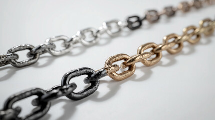 Obraz premium Two chains with different colored links