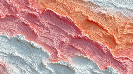 Artistic paint texture shows a blend of colors including pink, peach, white, and red, showcasing creative techniques in a detailed and colorful design