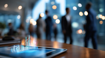 Faceless business team with chart display digital big data cloud technology modern office environment corporate analysis operation professional collaboration work