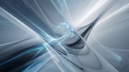 Abstract ethereal light streaks and flowing energy curves in cool blue and white tones creating a futuristic and dynamic motion background