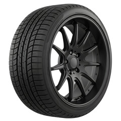 Obraz premium Black car tire isolated on transparent background