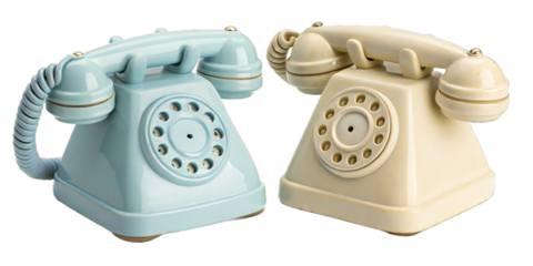 Two Vintage Rotary Telephones in Pastel Colors retro