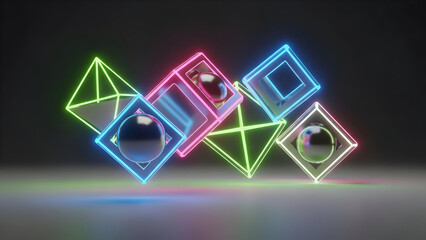 Abstract geometric background featuring a colorful composition of layered squares creating a vibrant and modern digital design