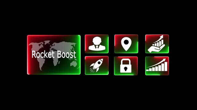 Rocket Boost Launch Acceleration with Innovation Energy Icon, Startup Growth Symbol, Fast Performance Improvement, and Modern Technology Power Concept.