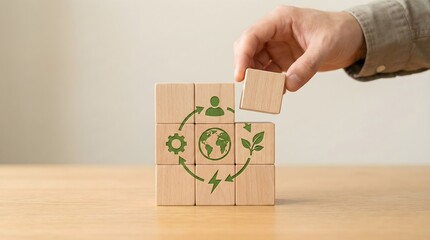 symbolizing a closed-loop system of production, consumption, and renewal.