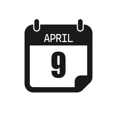 Vector icon page day calendar - 9 April month
