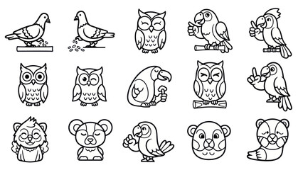 Fototapeta premium Cartoon bird collection graphic illustrations for design elements