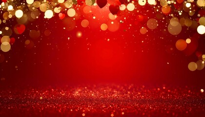 Bright red banner with gold sparkles