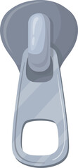 Metal zip puller cartoon icon. Tailor clasp
